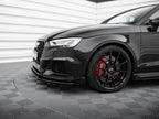 Street PRO Front Splitter V.1 + Flaps Audi RS3 Sedan 8V Facelift - Black-Red + Gloss Flaps