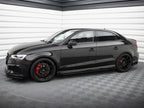 Street PRO Side Skirts Diffusers V.1 + Flaps Audi RS3 Sedan 8V Facelift - Black-Red + Gloss Flaps