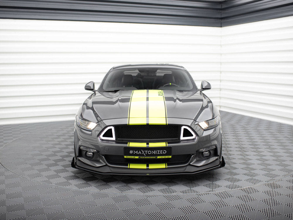 Street PRO Front Splitter + Flaps Ford Mustang GT Mk6 - Black-Red + Gloss Flaps