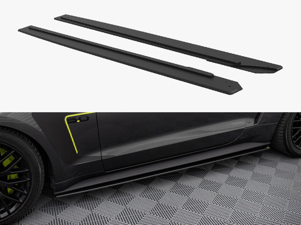 Street PRO Side Skirts Diffusers Ford Mustang GT Mk6 - Black-Red