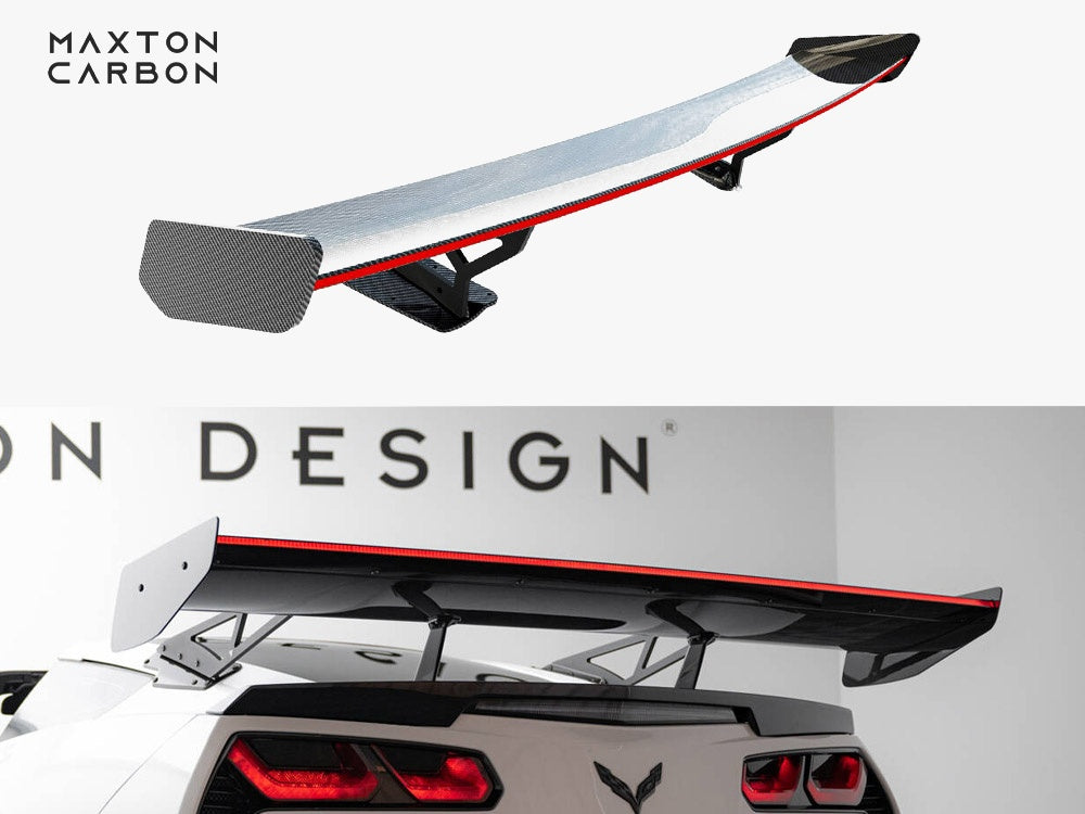 Carbon Spoiler With Internal Brackets Uprights + LED Chevrolet Corvette Stingray / Grand Sport C7