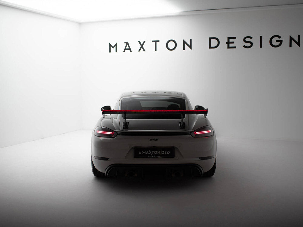 Carbon Spoiler With Internal Brackets Uprights V.1 + LED Porsche 718 Cayman GTS 982c