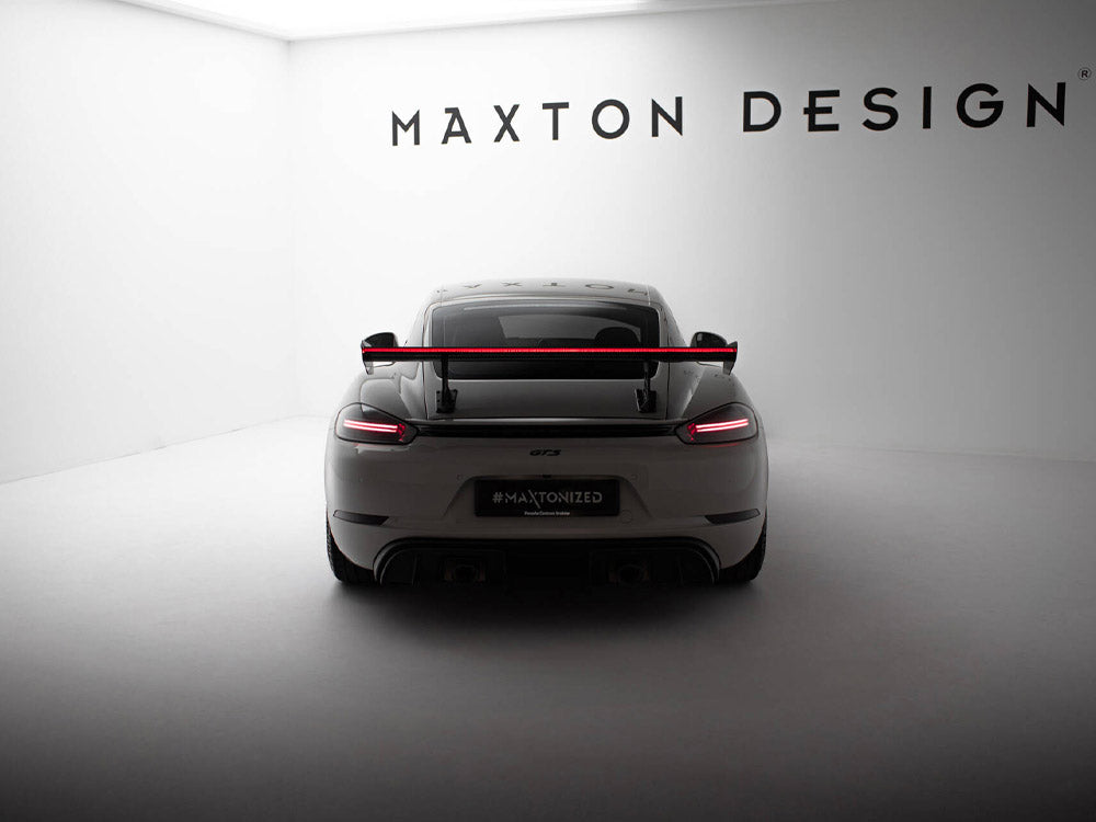 Carbon Spoiler With Internal Brackets Uprights V.1 + LED Porsche 718 Cayman GTS 982c