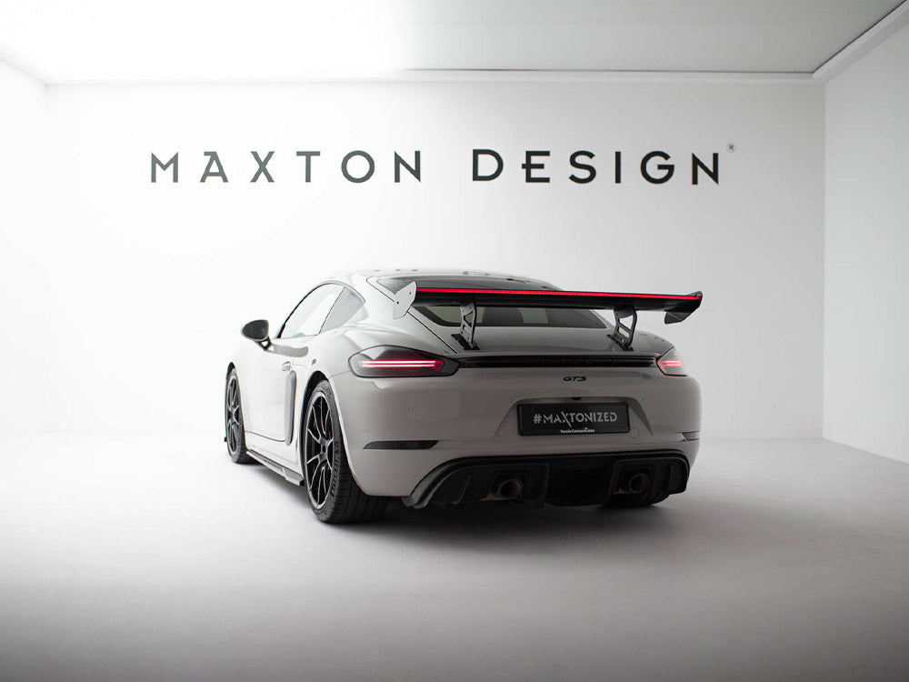 Carbon Spoiler With Internal Brackets Uprights V.2 + LED Porsche 718 Cayman GTS 982c