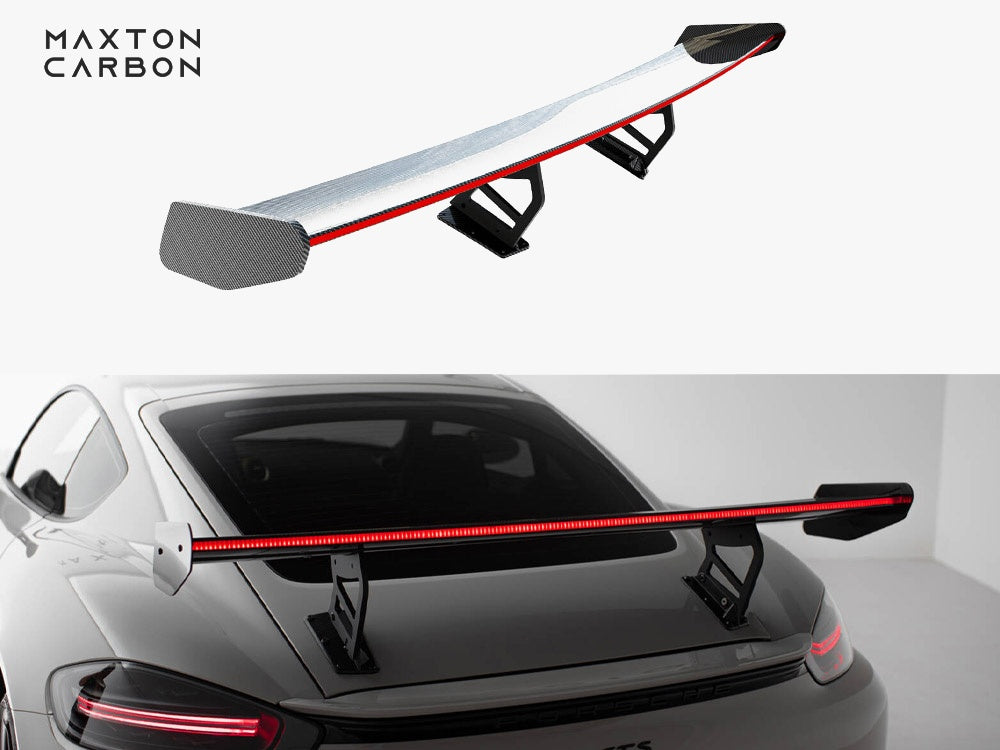 Carbon Spoiler With Internal Brackets Uprights V.2 + LED Porsche 718 Cayman GTS 982c
