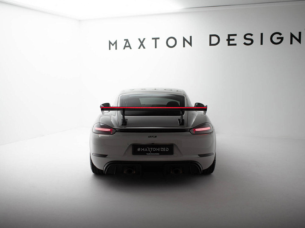 Carbon Spoiler With Internal Brackets Uprights V.2 + LED Porsche 718 Cayman GTS 982c