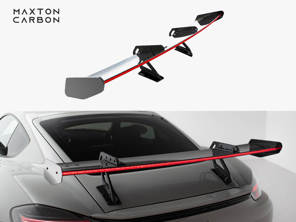 Carbon Spoiler With Upper Swan Mounting V.1 + LED Porsche 718 Cayman GTS 982c