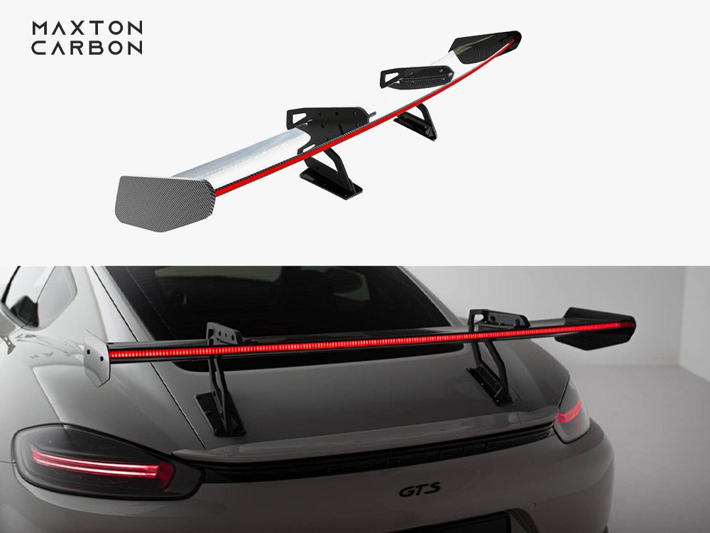 Carbon Spoiler With Upper Swan Mounting V.2 + LED Porsche 718 Cayman GTS 982c