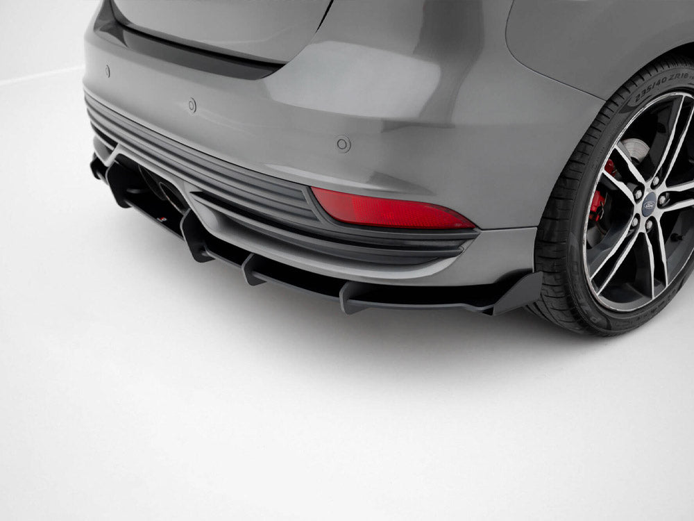 Street PRO Rear Diffuser + Flaps Ford Focus ST Mk3 Facelift - Black-Red
