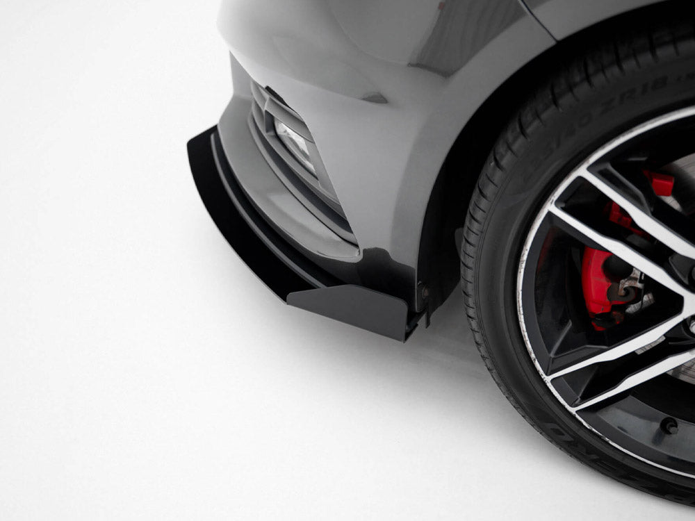 Street PRO Front Splitter + Flaps Ford Focus ST Mk3 Facelift - Black-Red + Gloss Flaps