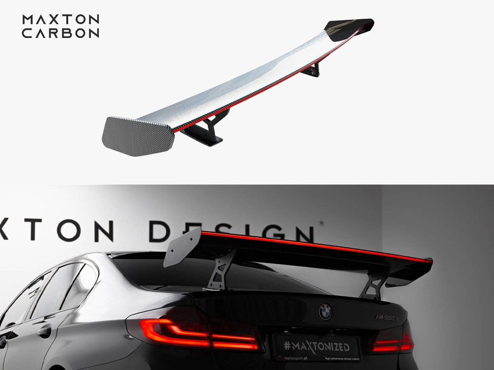 Carbon Spoiler With Internal Brackets Uprights + LED BMW 5 / M5 Sedan G30 / F90