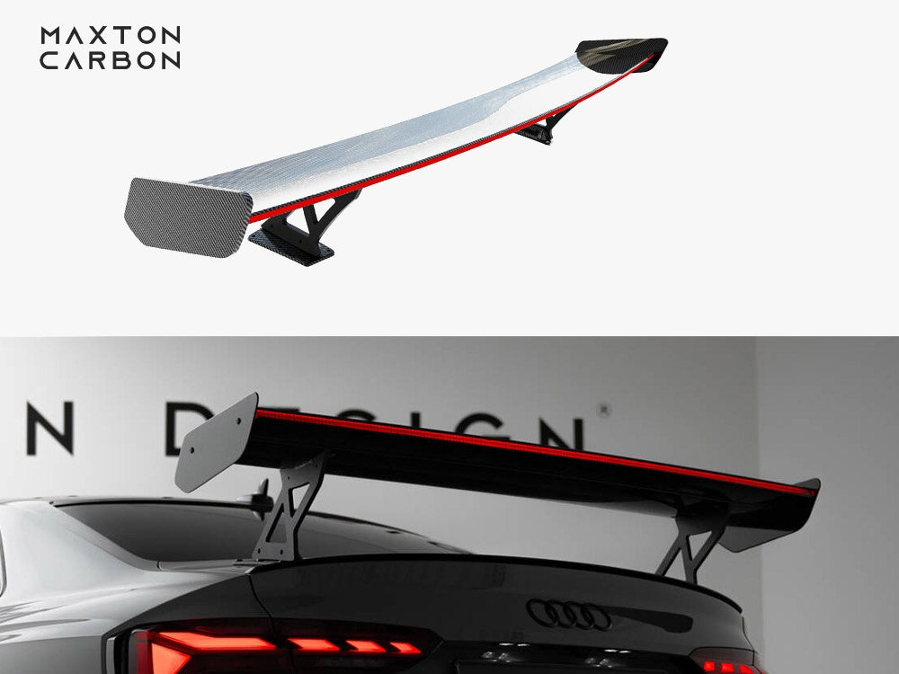 Carbon Spoiler With External Brackets Uprights V.1 + LED Audi A5 / A5 S-Line / S5 / RS5 Coupe F5 / F5 Facelift
