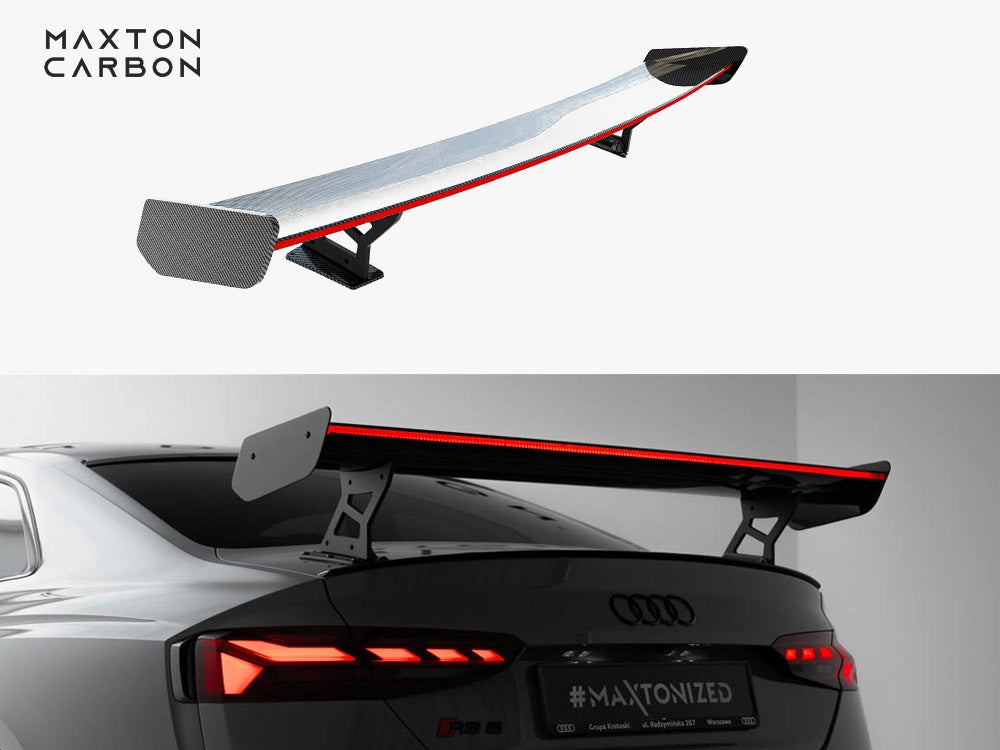 Carbon Spoiler With External Brackets Uprights V.2 + LED Audi A5 / A5 S-Line / S5 / RS5 Coupe F5 / F5 Facelift