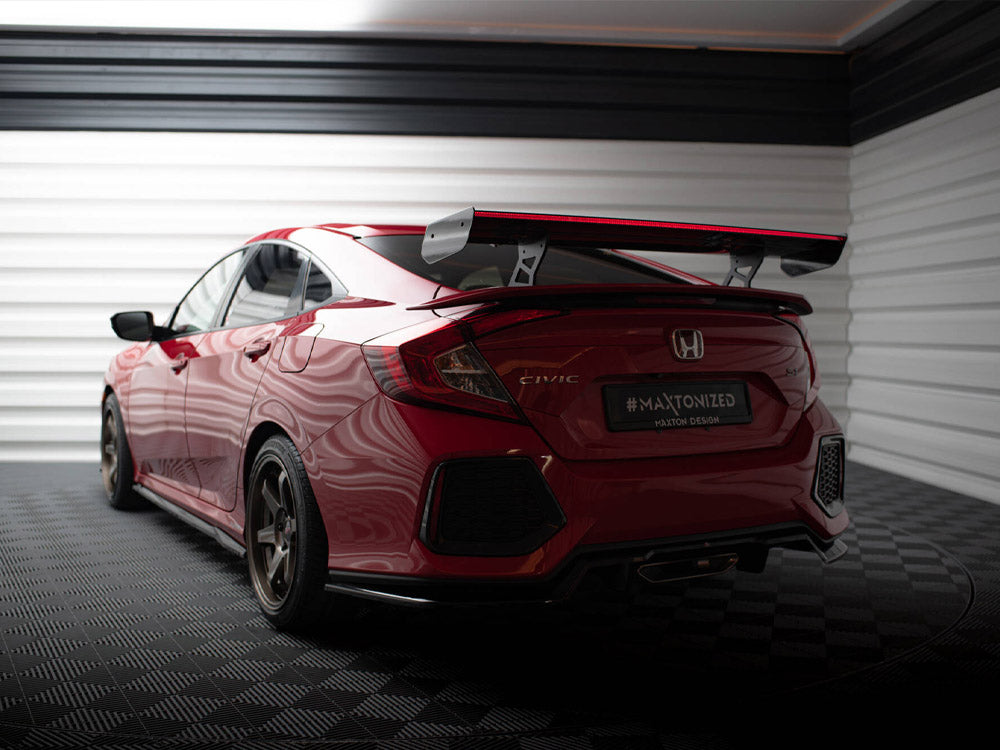 Carbon Spoiler With Internal Brackets Uprights + LED Honda Civic SI Mk10