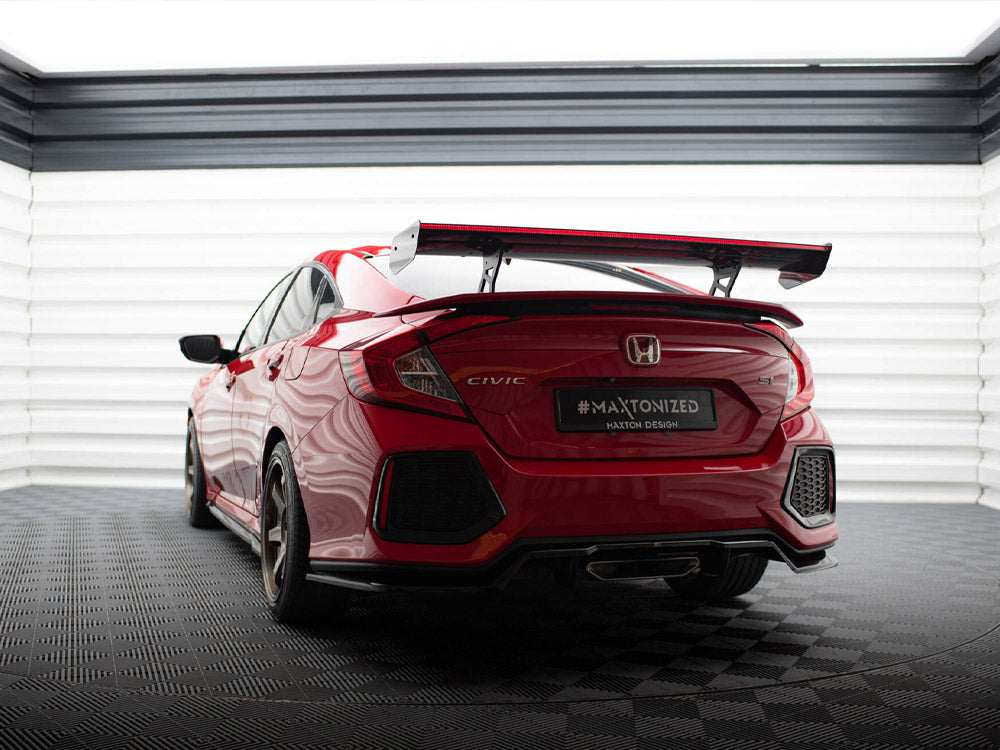 Carbon Spoiler With Internal Brackets Uprights + LED Honda Civic SI Mk10