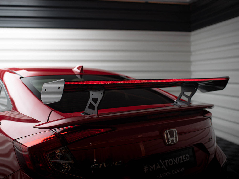 Carbon Spoiler With Internal Brackets Uprights + LED Honda Civic SI Mk10