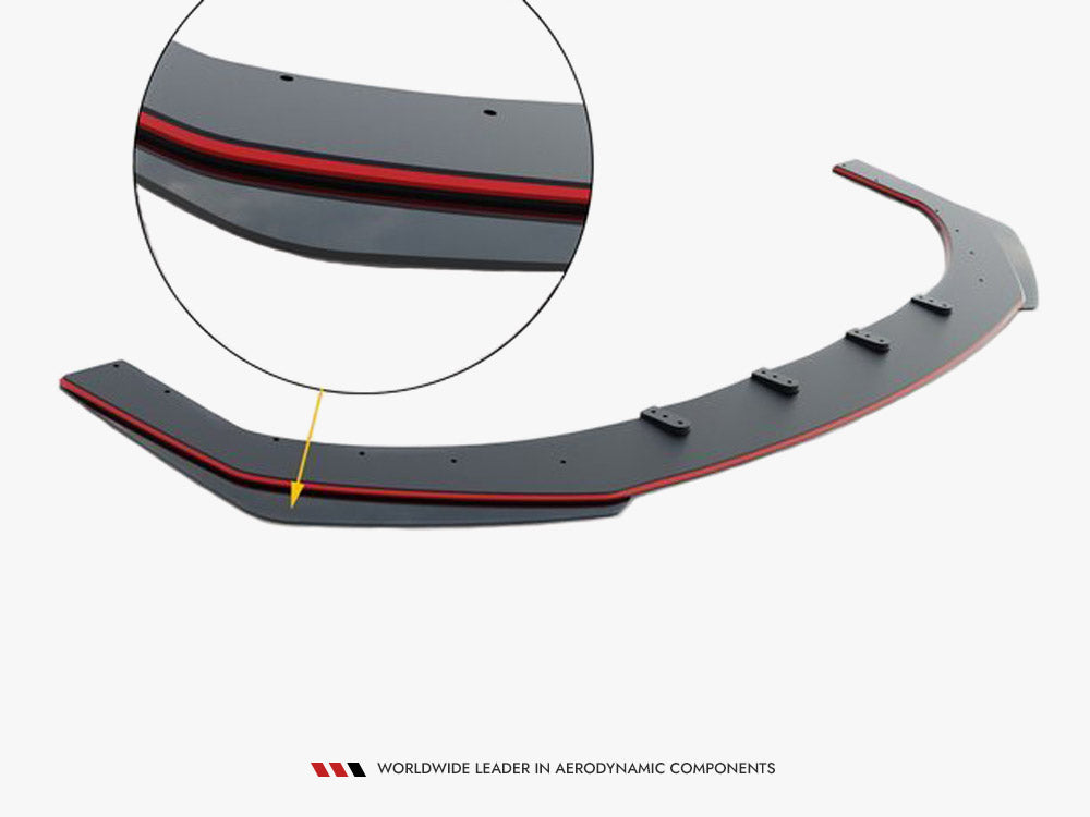 Street PRO Front Splitter + Flaps Ford Focus ST Mk3 Facelift - Black-Red + Gloss Flaps