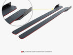 Street PRO Side Skirts Diffusers + Flaps Mercedes-AMG CLA 45 C117 Facelift - Black-Red + Gloss Flaps