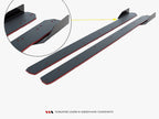 Street PRO Side Skirts Diffusers V.1 + Flaps Ford Mustang GT Mk6 Facelift - Black-Red + Gloss Flaps
