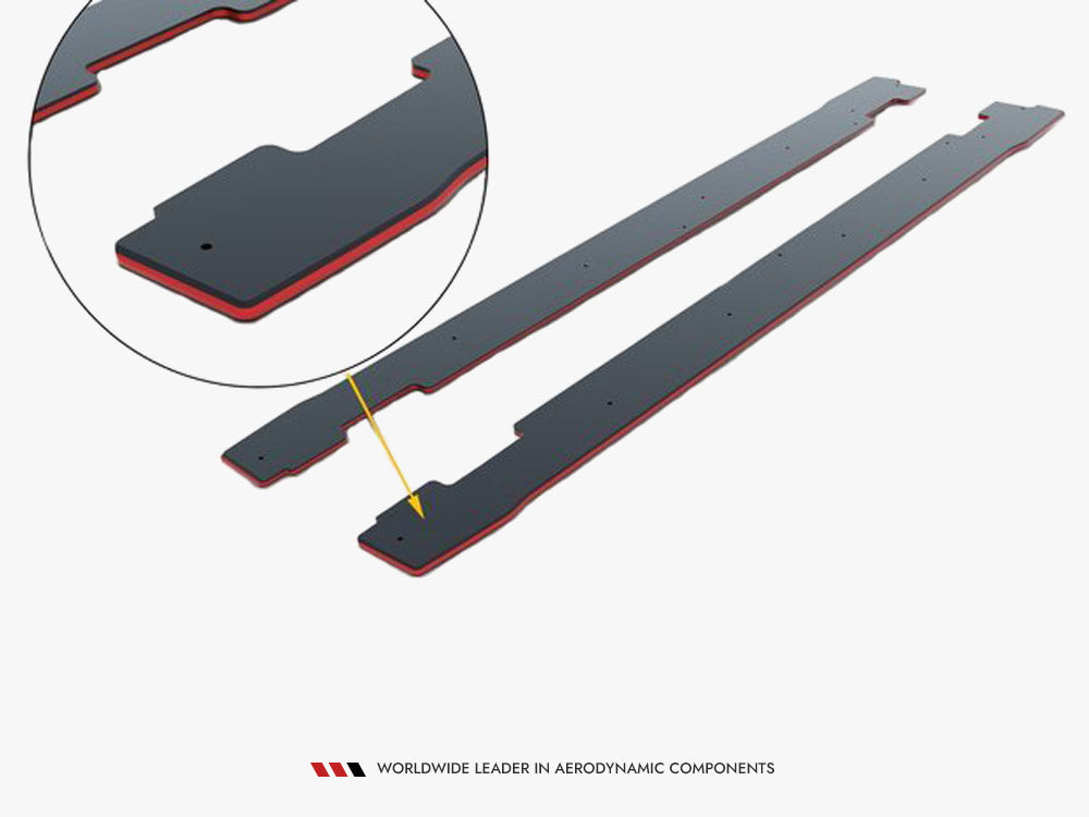 Street PRO Side Skirts Diffusers Ford Mustang GT Mk6 - Black-Red