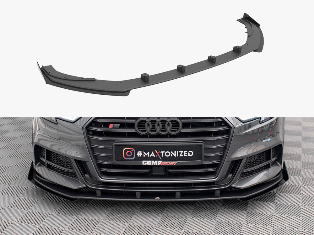 Street PRO Front Splitter V.1 + Flaps Audi S3 / A3 S-Line Sportback 8V Facelift