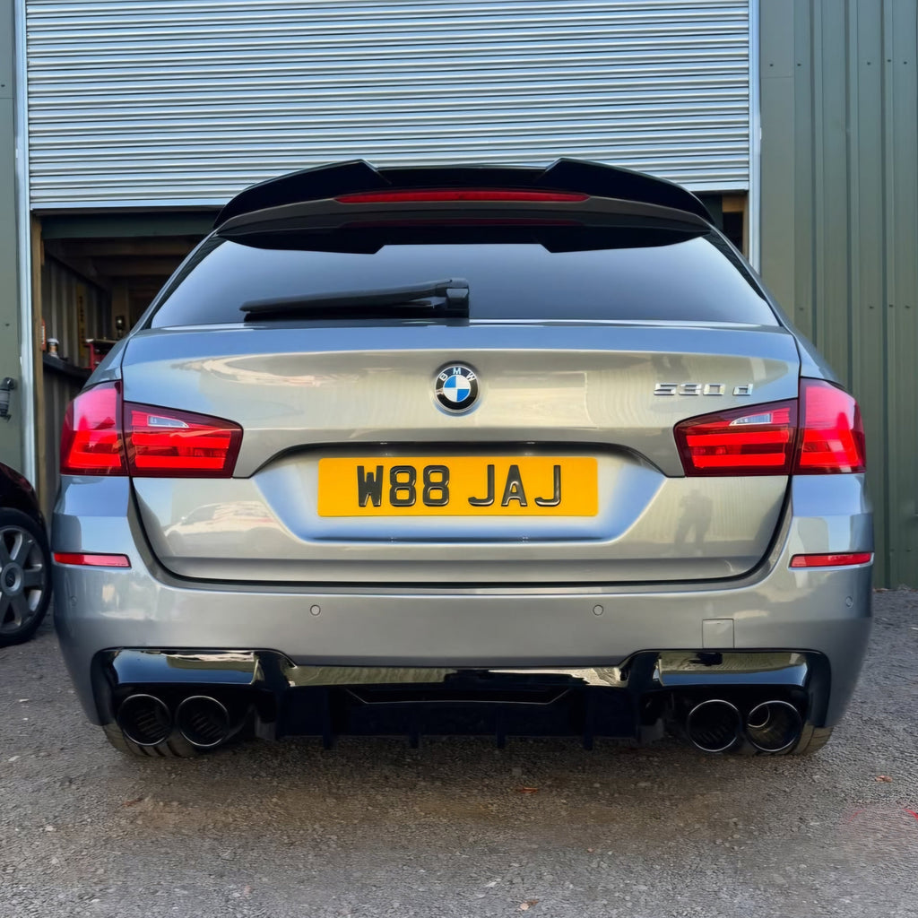 Competition Style Gloss Black Rear Diffuser Quad Exhaust for BMW F10 5 Series 10-17