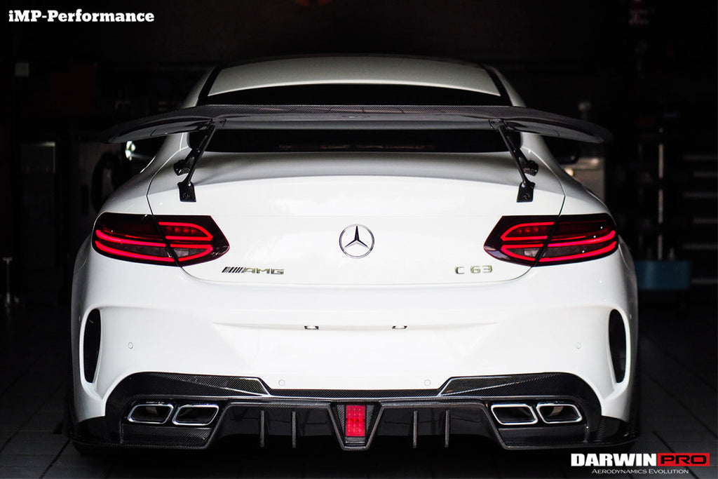 DARWINPRO - MERCEDES BENZ W205 C63 & C6S AMG COUPE 2015 -2021 PARTIAL CARBON FIBER REAR BUMPER AND LED DIFFUSER