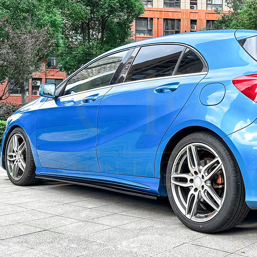 V Style Gloss Black Side Skirts for Mercedes Benz W176 A Class 13-18