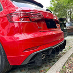 V Style Gloss Black Diffuser for Audi S3 8V Hatchback 17-20
