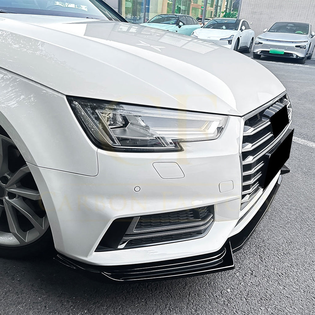 V Style Gloss Black Front Splitter for Audi A4 B9 S Line & S4 17-19