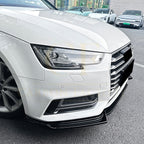 V Style Gloss Black Front Splitter for Audi A4 B9 S Line & S4 17-19