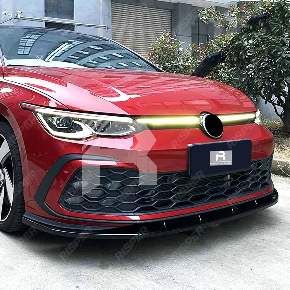 3 Piece Front Splitter V1 In Gloss Black For Volkswagen Golf MK8 GTI/GTD/R/R Line 2020+