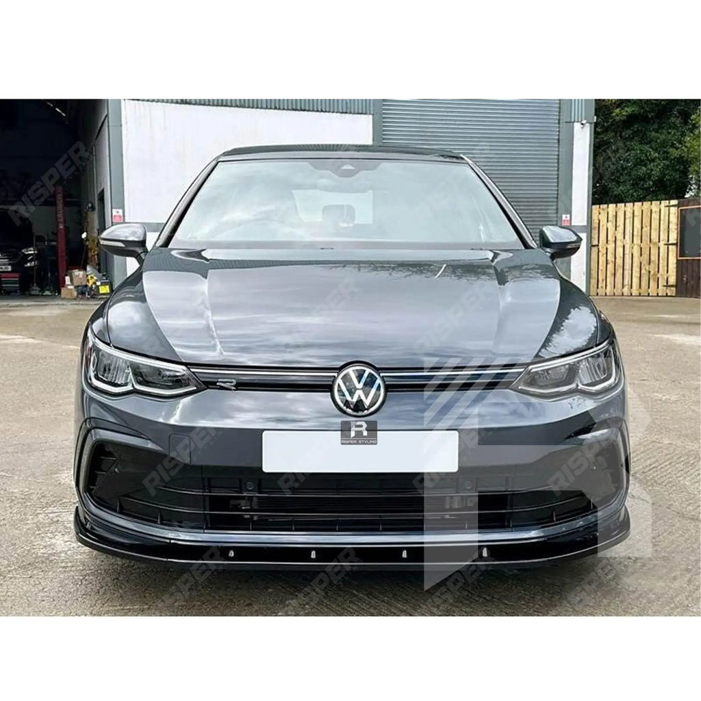 3 Piece Front Splitter V1 In Gloss Black For Volkswagen Golf MK8 GTI/GTD/R/R Line 2020+