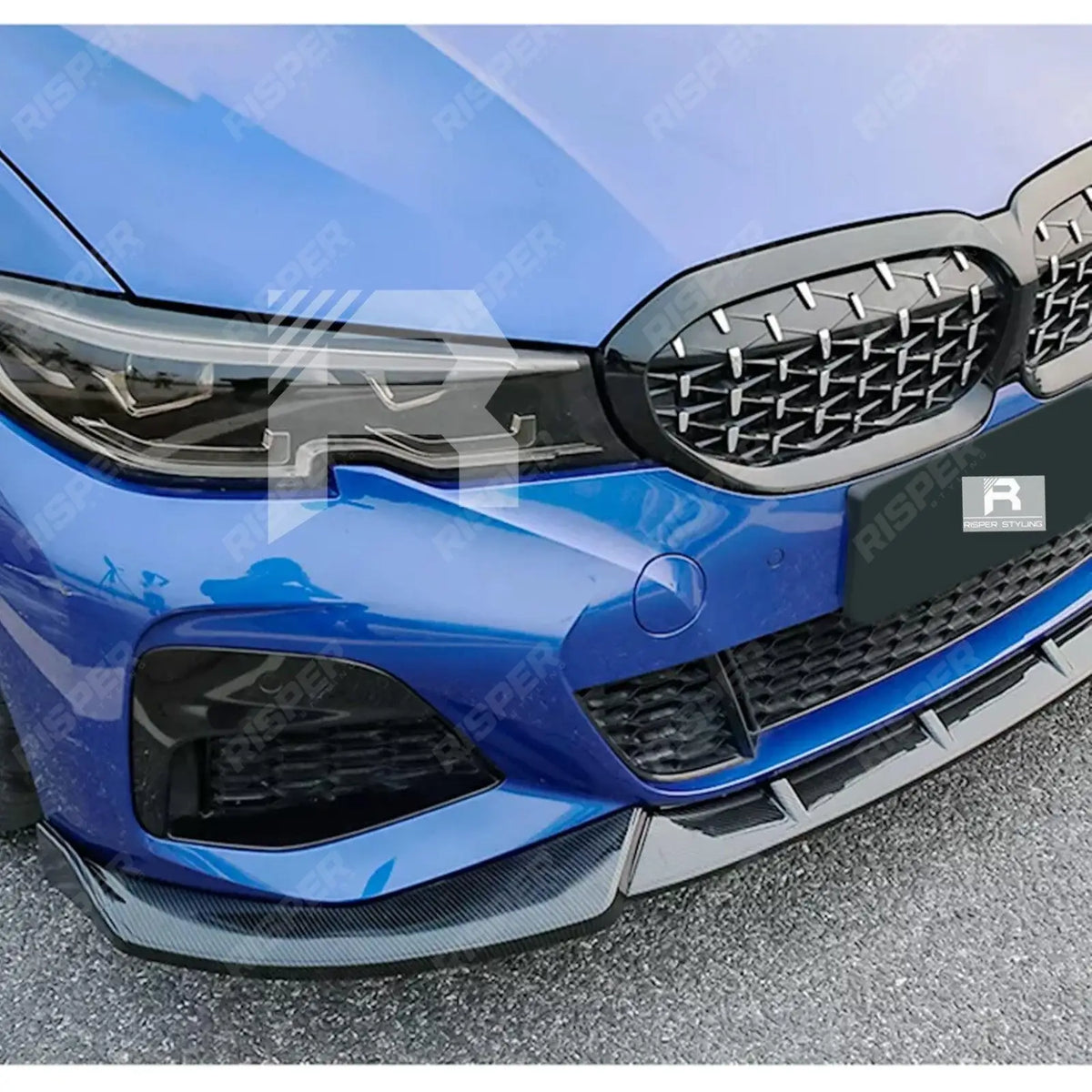 3 Piece Front Splitter V2 In Gloss Black For BMW 3 Series M Sport G20 2018-2022 (Pre-LCI)