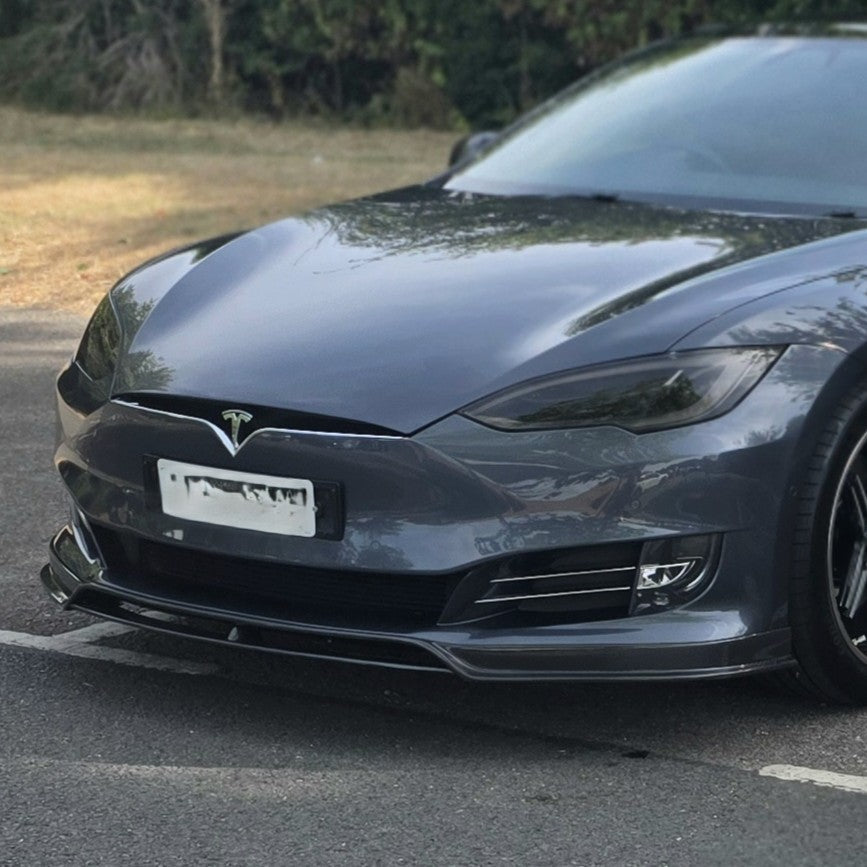 V Style Carbon Fibre Front Splitter for Tesla Model S 16-20