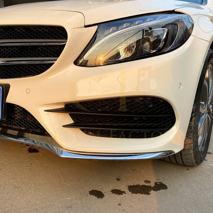 Gloss Black Front Bumper Side Grille for Mercedes Benz W205 C Class 15-18