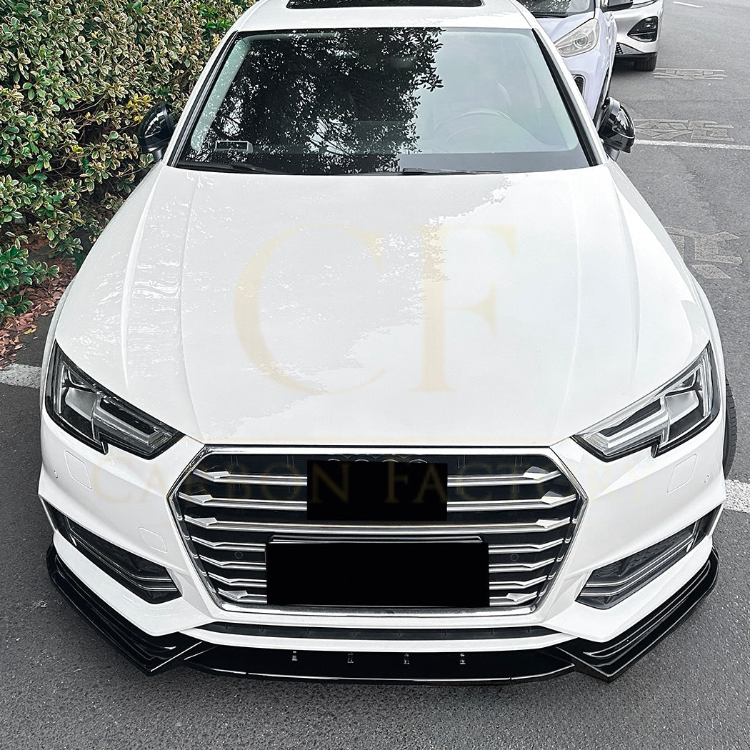V Style Gloss Black Front Splitter for Audi A4 B9 S Line & S4 17-19