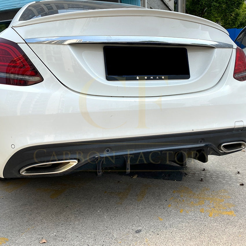 Gloss Black Rear Diffuser Extension for Mercedes Benz W205 C Class & C63 Saloon 15-21
