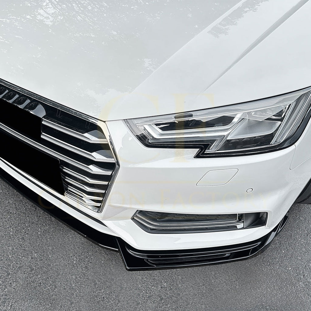 V Style Gloss Black Front Splitter for Audi A4 B9 S Line & S4 17-19