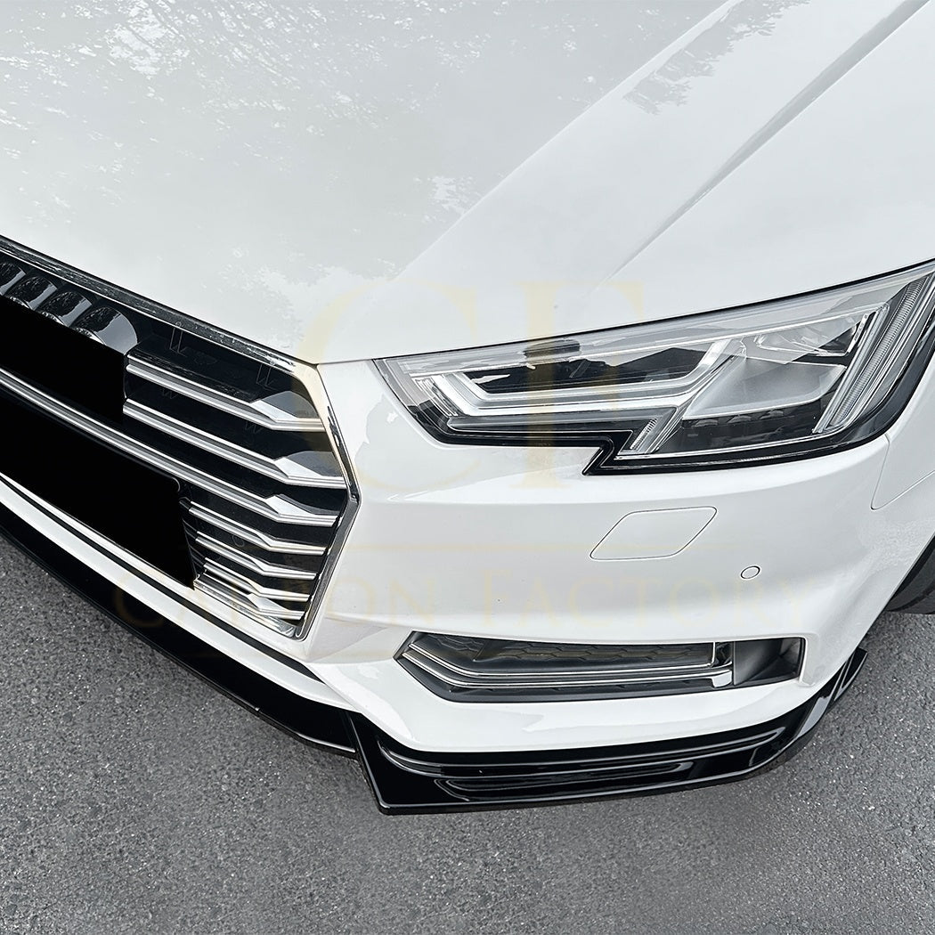 V Style Gloss Black Front Splitter for Audi A4 B9 S Line & S4 17-19