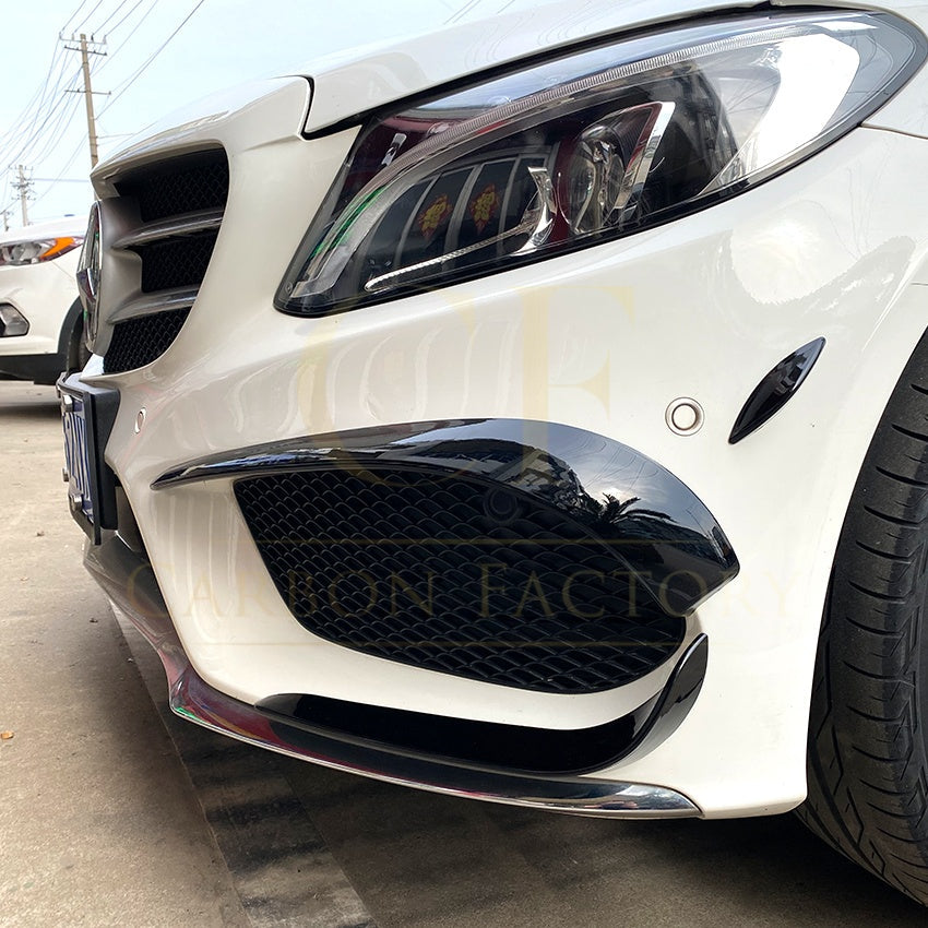 Gloss Black Front Canards (6 pcs) for Mercedes Benz W205 C Class 15-18