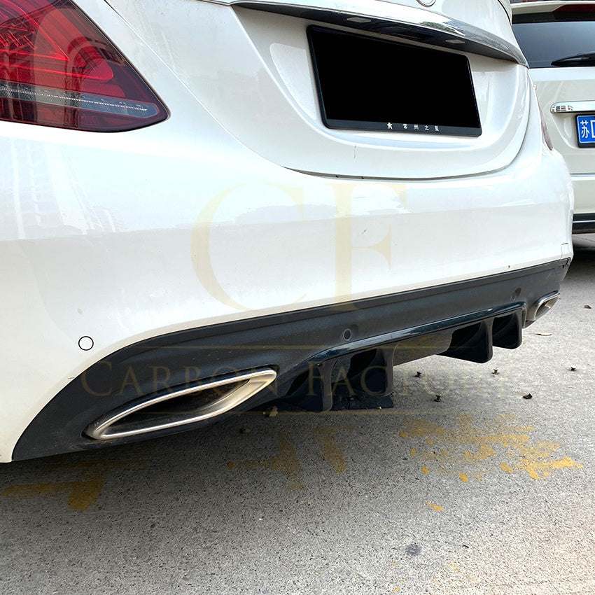 Gloss Black Rear Diffuser Extension for Mercedes Benz W205 C Class & C63 Saloon 15-21