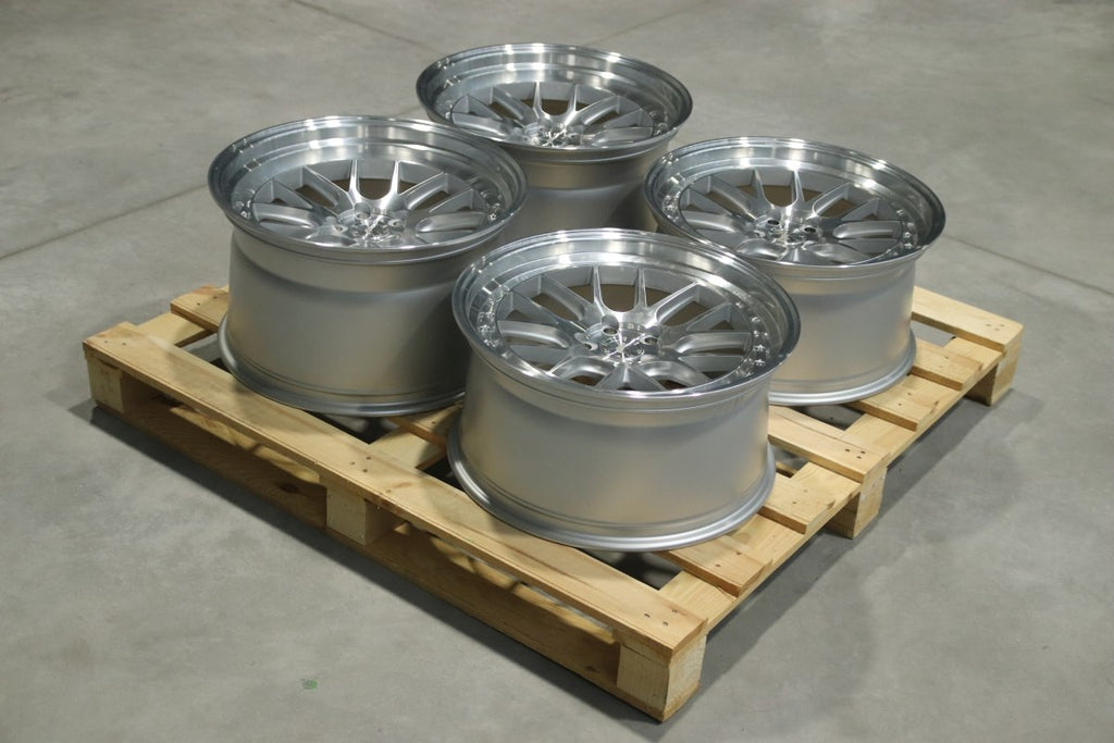 Set of JR40 19x9,5 ET22 + 19x11 ET22 5x114,3 Silver Machined Face