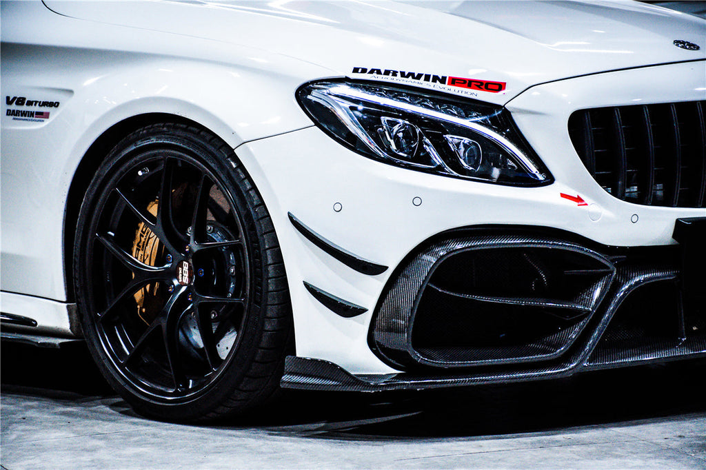 DARWINPRO - MERCEDES BENZ W205 C63 & C6S AMG COUPE 2015 -2021 PARTIAL CARBON FIBER FRONT BUMPER WITH CANARDS