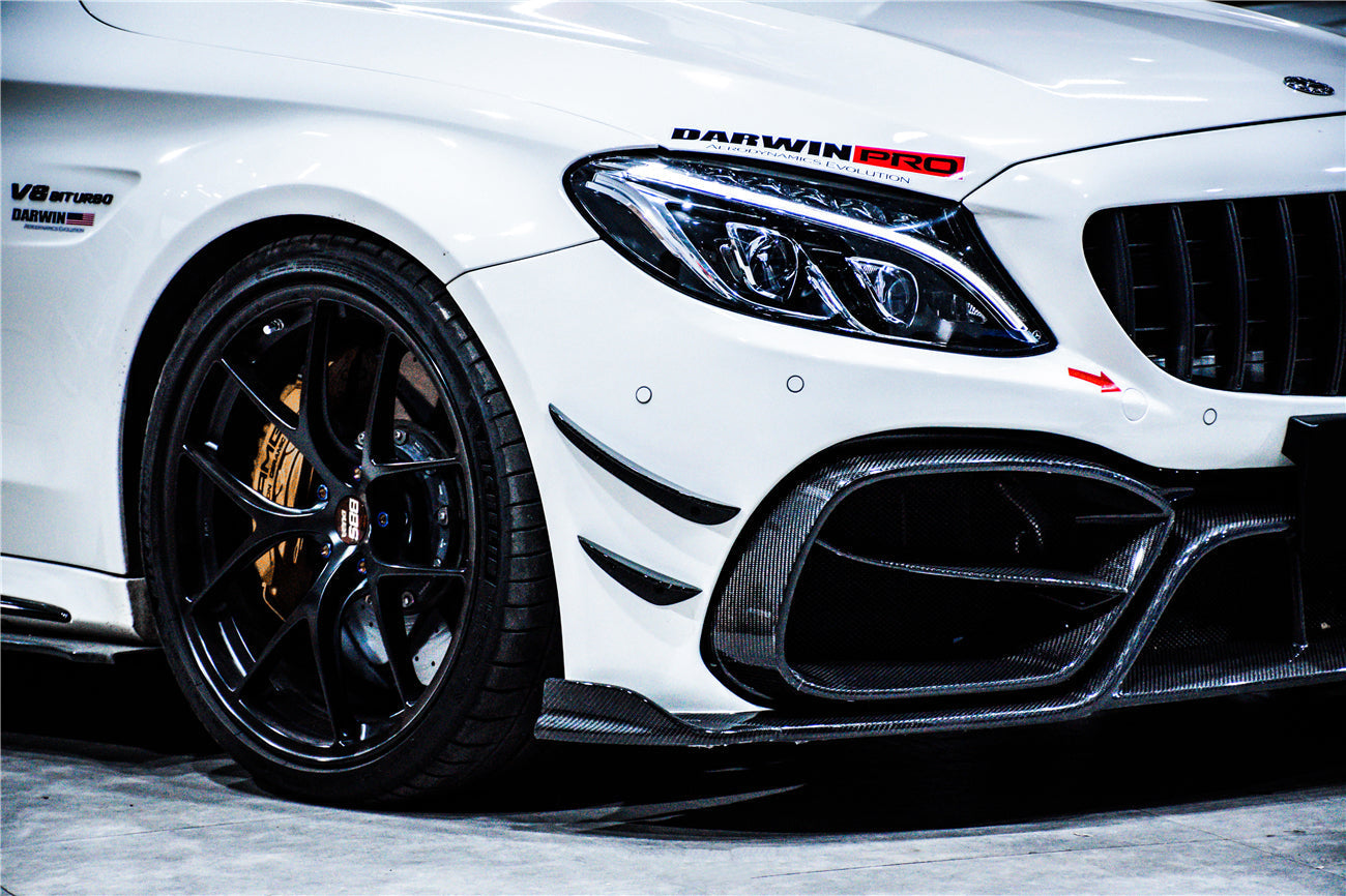DARWINPRO - MERCEDES BENZ W205 C63 & C6S AMG COUPE 2015 -2021 PARTIAL CARBON FIBER FRONT BUMPER WITH CANARDS