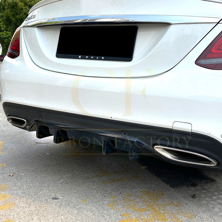 Gloss Black Rear Diffuser Extension for Mercedes Benz W205 C Class & C63 Saloon 15-21
