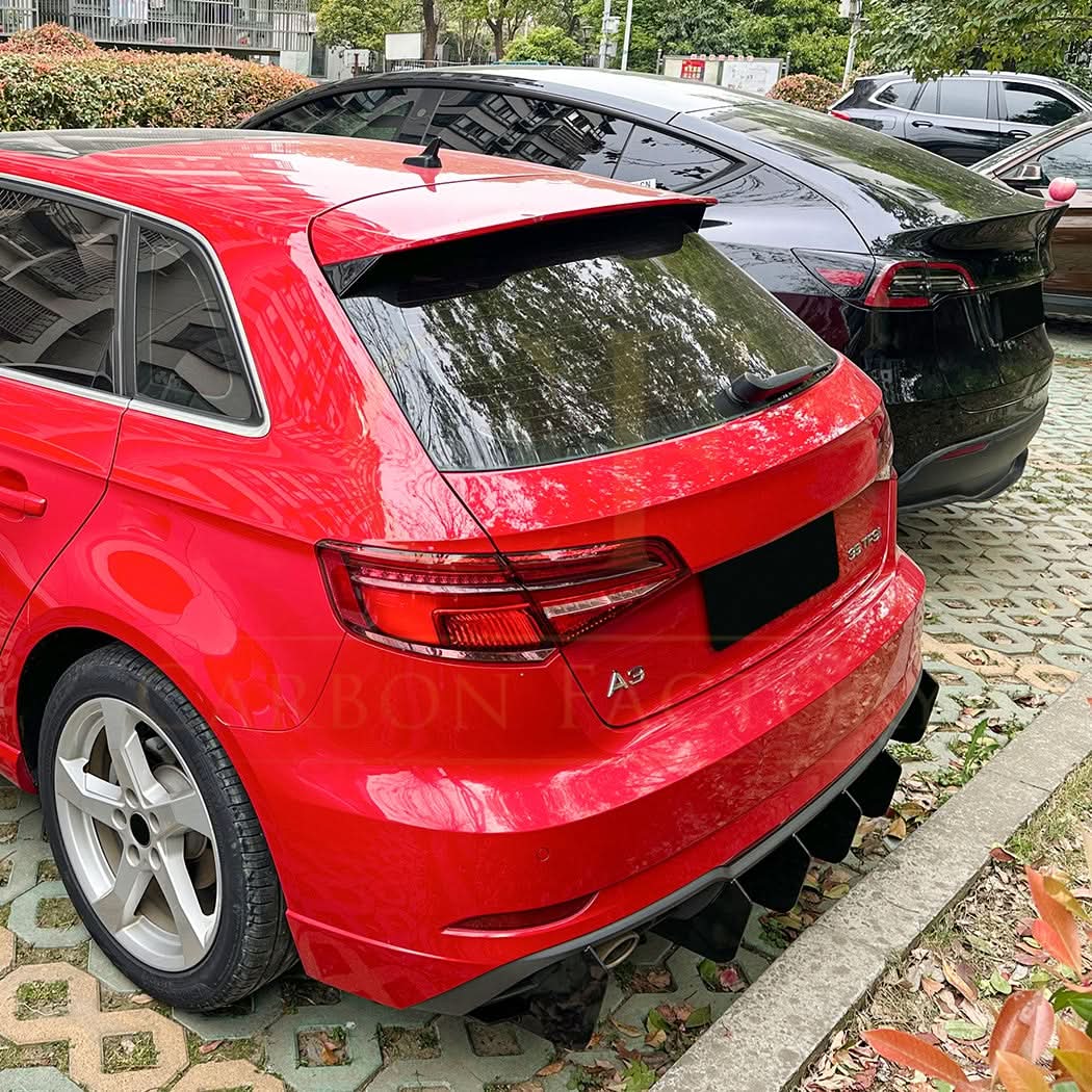 V Style Gloss Black Diffuser for Audi S3 8V Hatchback 17-20
