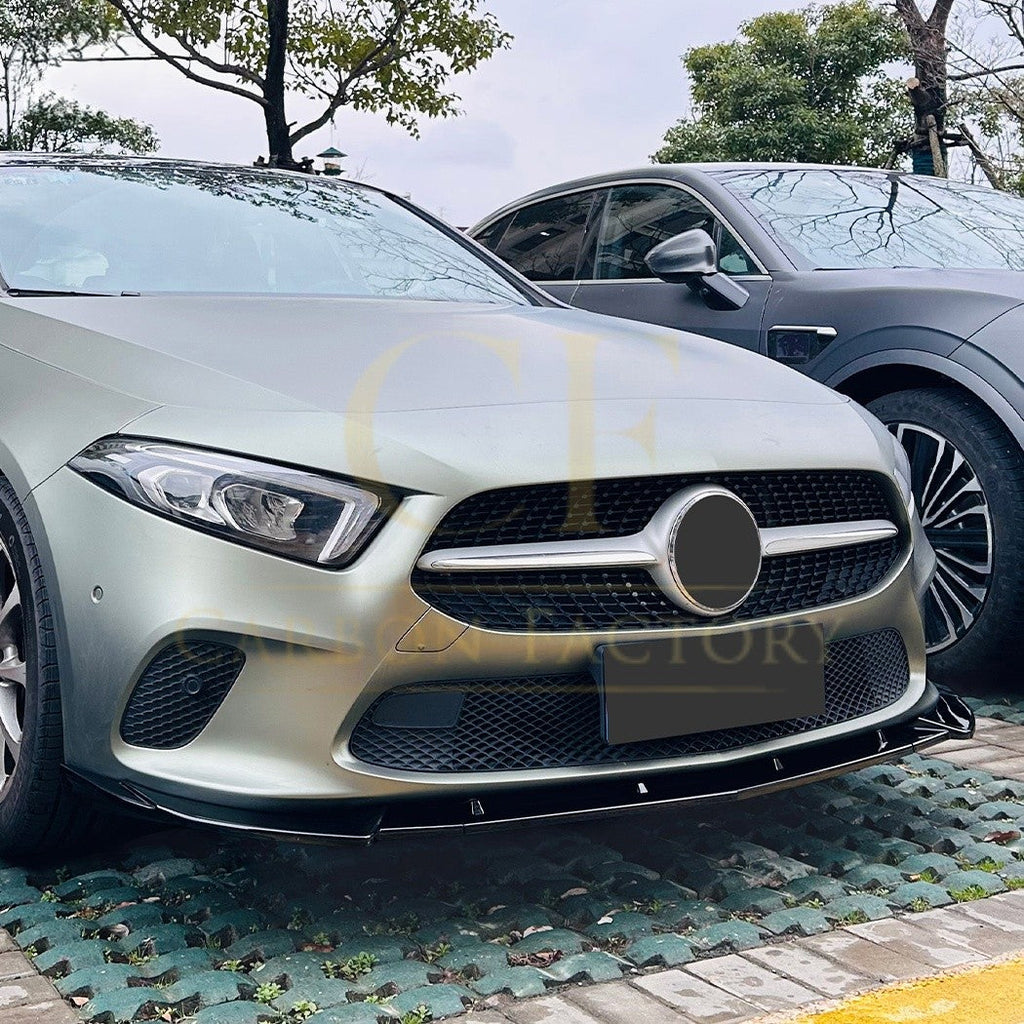 V Style Gloss Black Front Splitter for Mercedes Benz W177 A Class 18-22