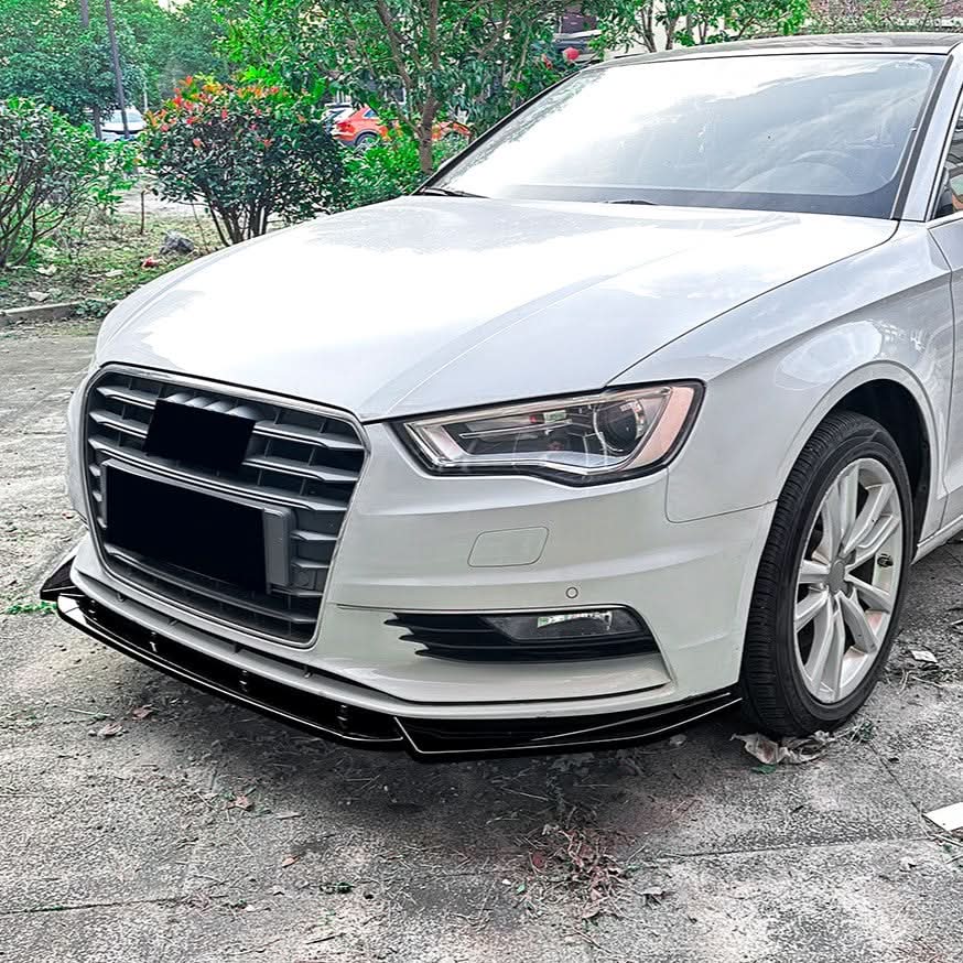 V Style Gloss Black Front Splitter for Audi A3 8V Standard model 13-16