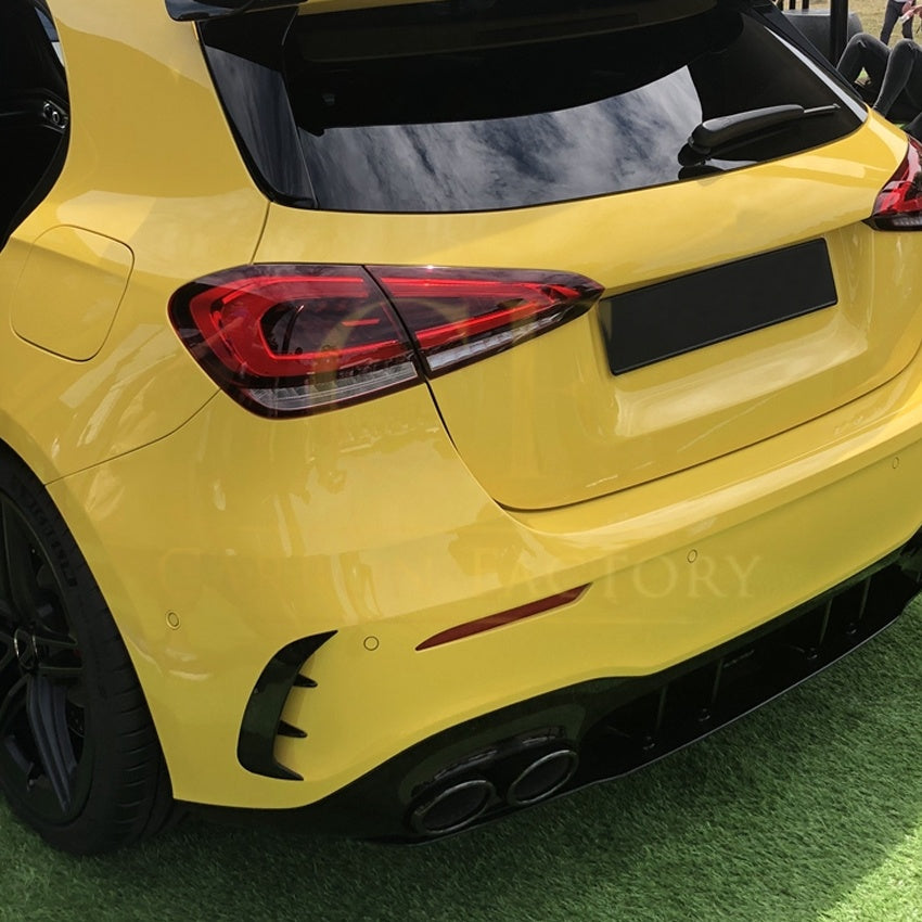 Gloss Black Rear Bumper Trims for Mercedes Benz W177 A Class Hatchback 18-25